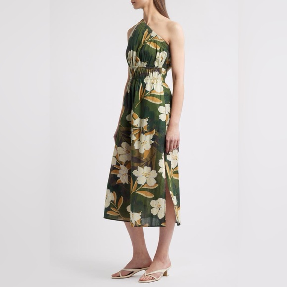 NWT Rails Selani Floral Plumeria One-Shoulder Cotton Midi Dress Small - Picture 6 of 10